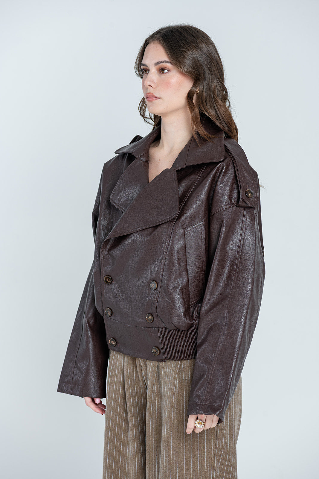 Arden Oversized Faux-Leather Jacket