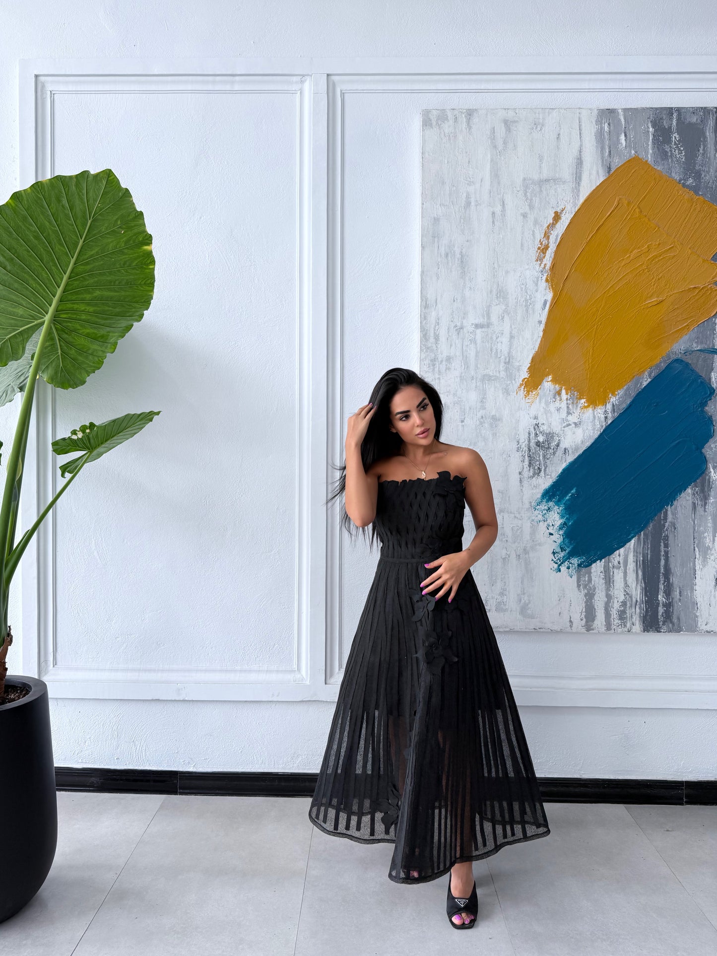 Astra Strapless Floral Appliqué Gown