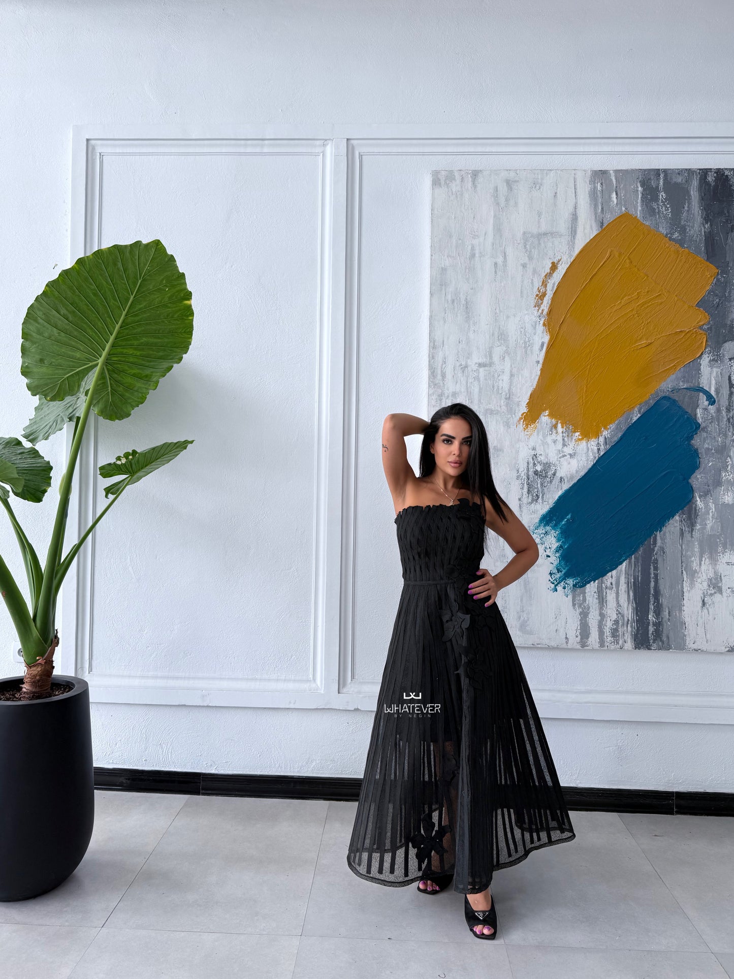 Astra Strapless Floral Appliqué Gown