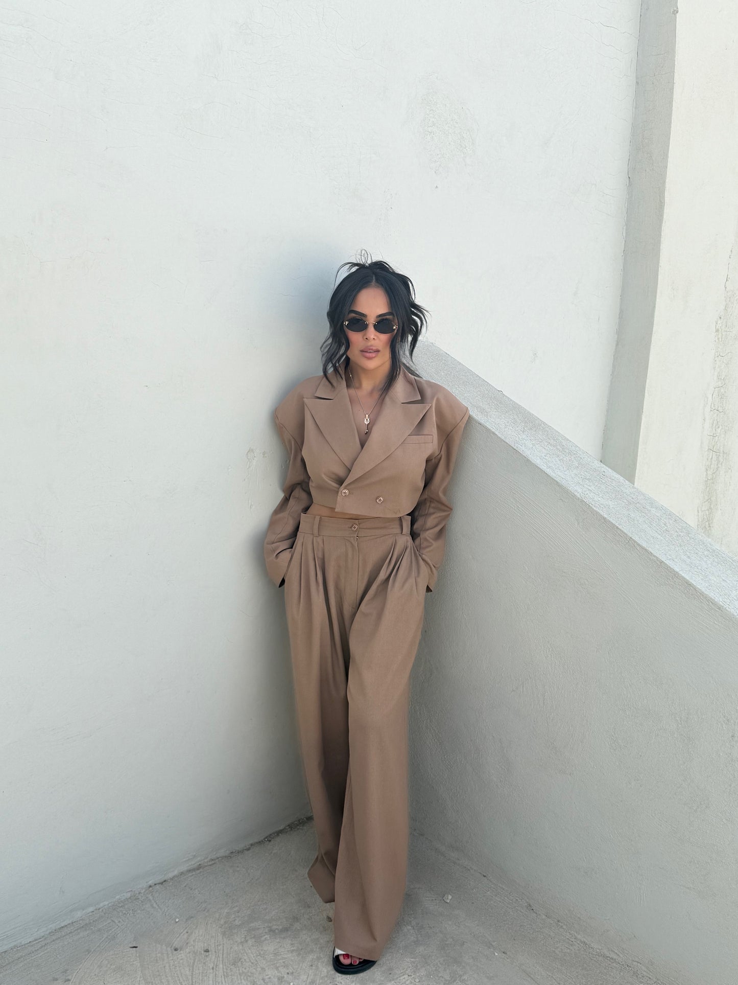 Linen Power Set – Noir & Camel