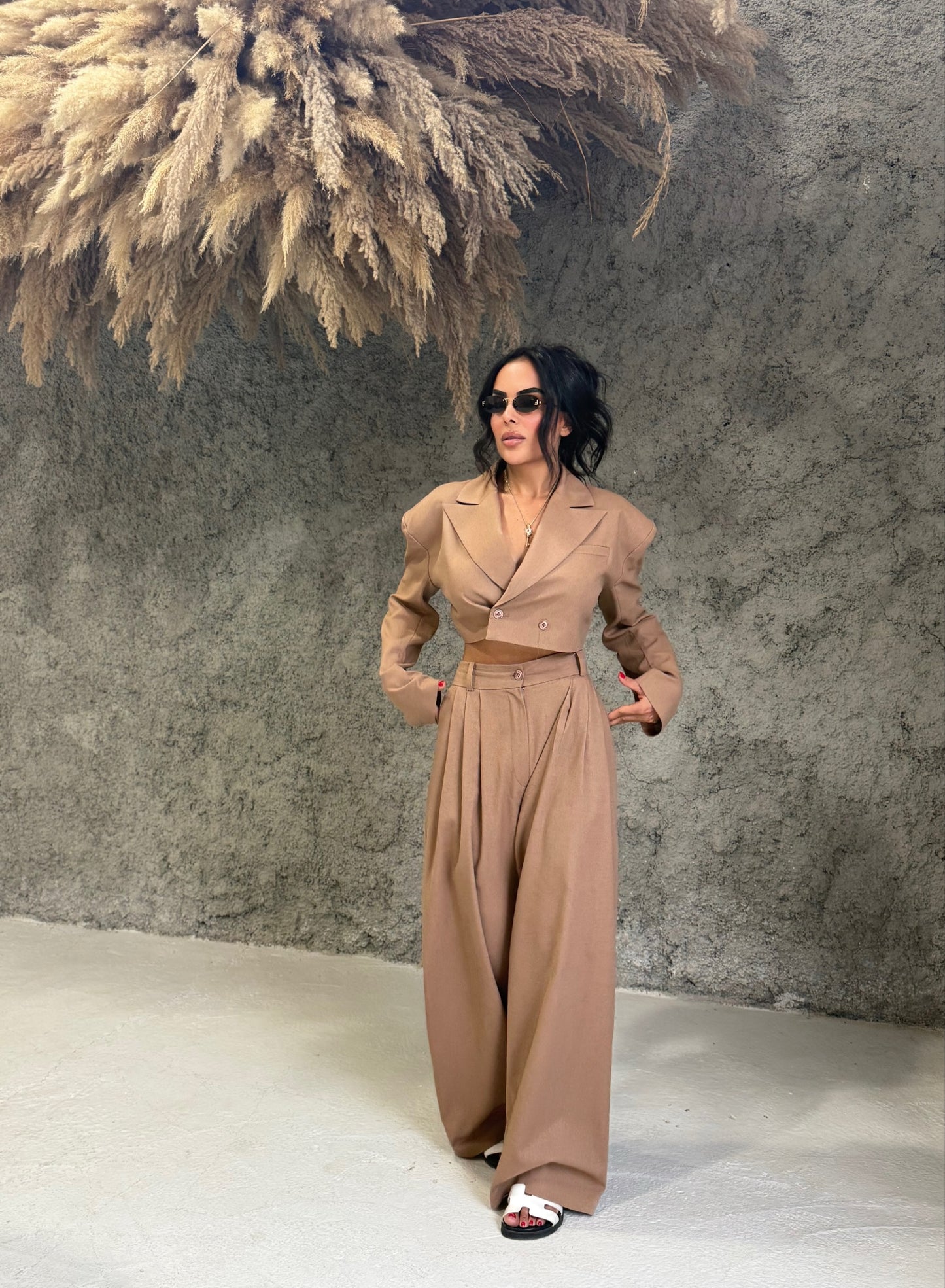 Linen Power Set – Noir & Camel