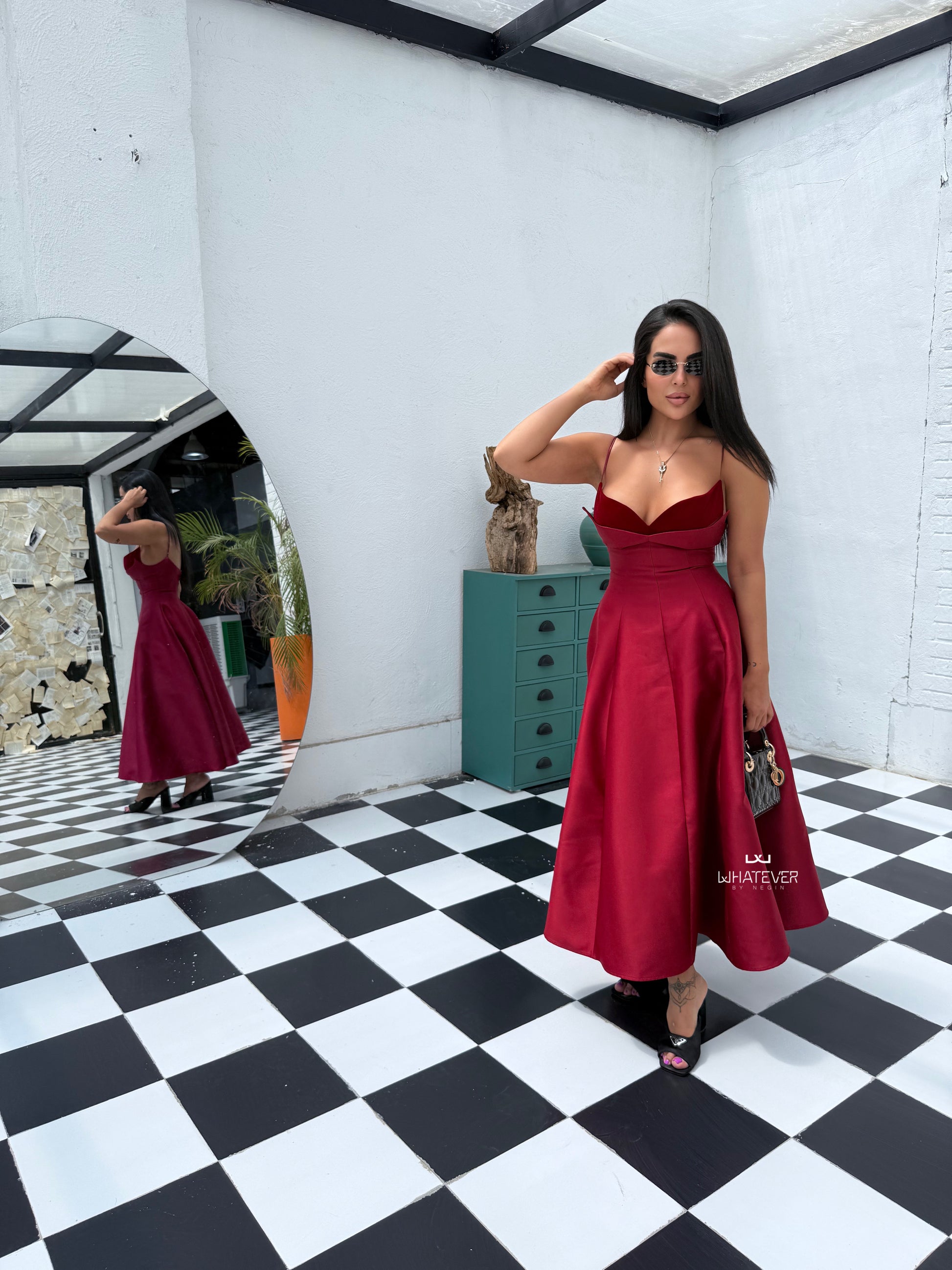 crimson red color dress Modern Crimson Red Satin Strapless Slit Prom Dress