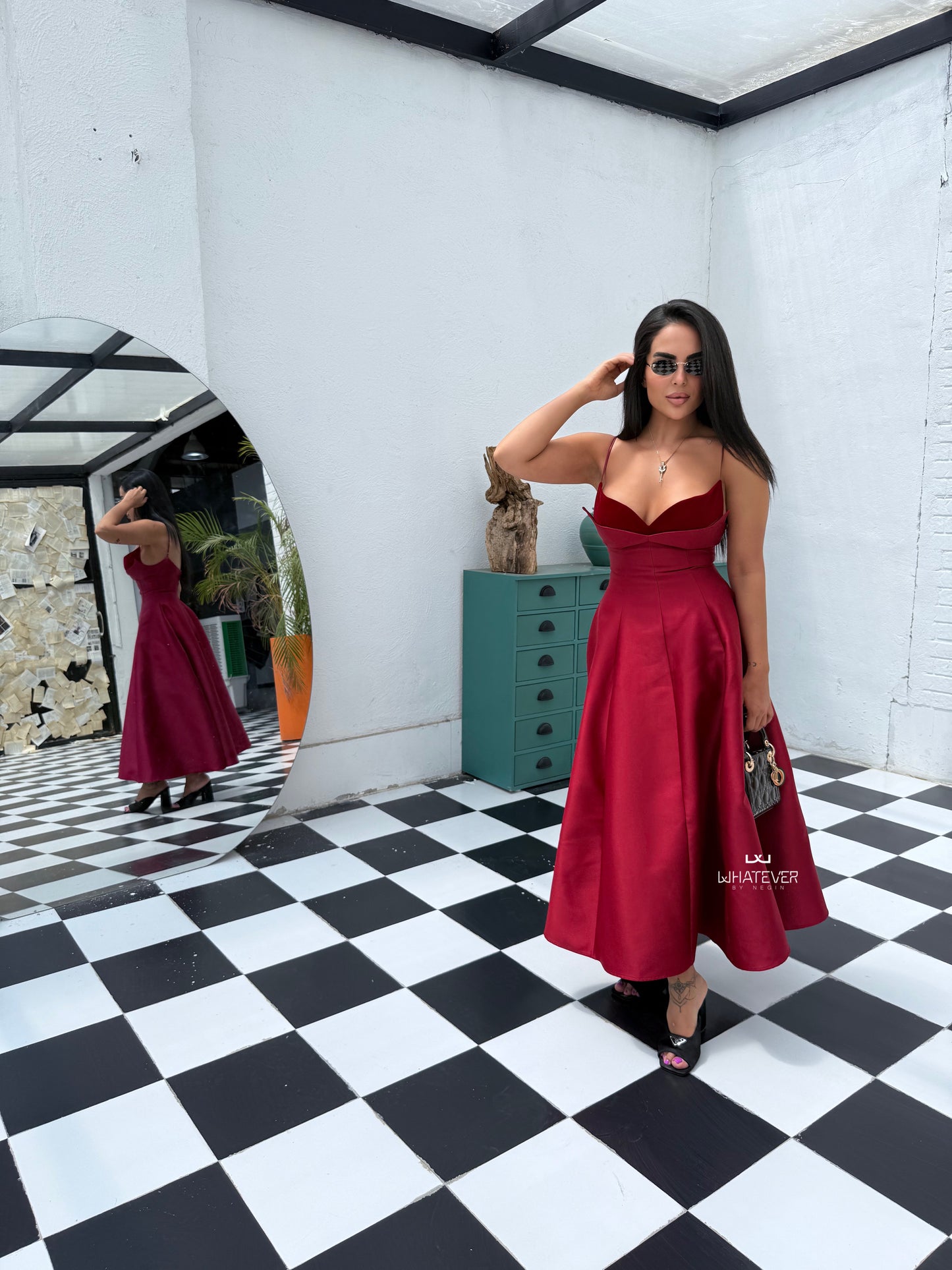 Rhea Dress - Deep Crimson Red