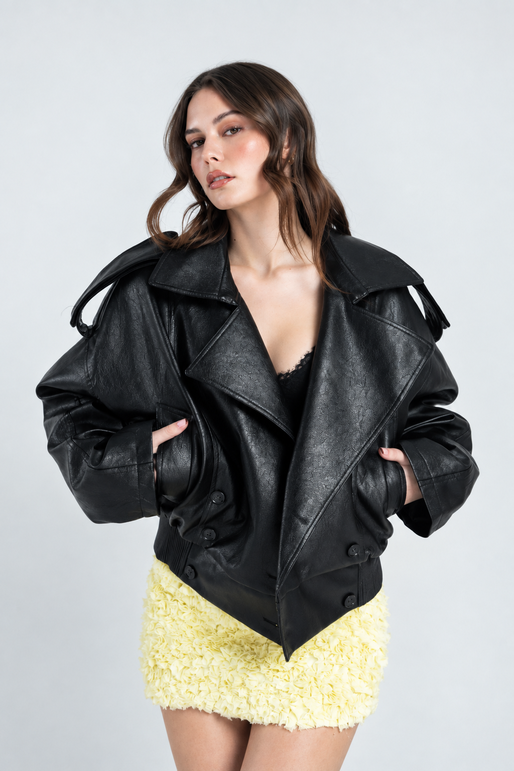 Arden Oversized Faux-Leather Jacket