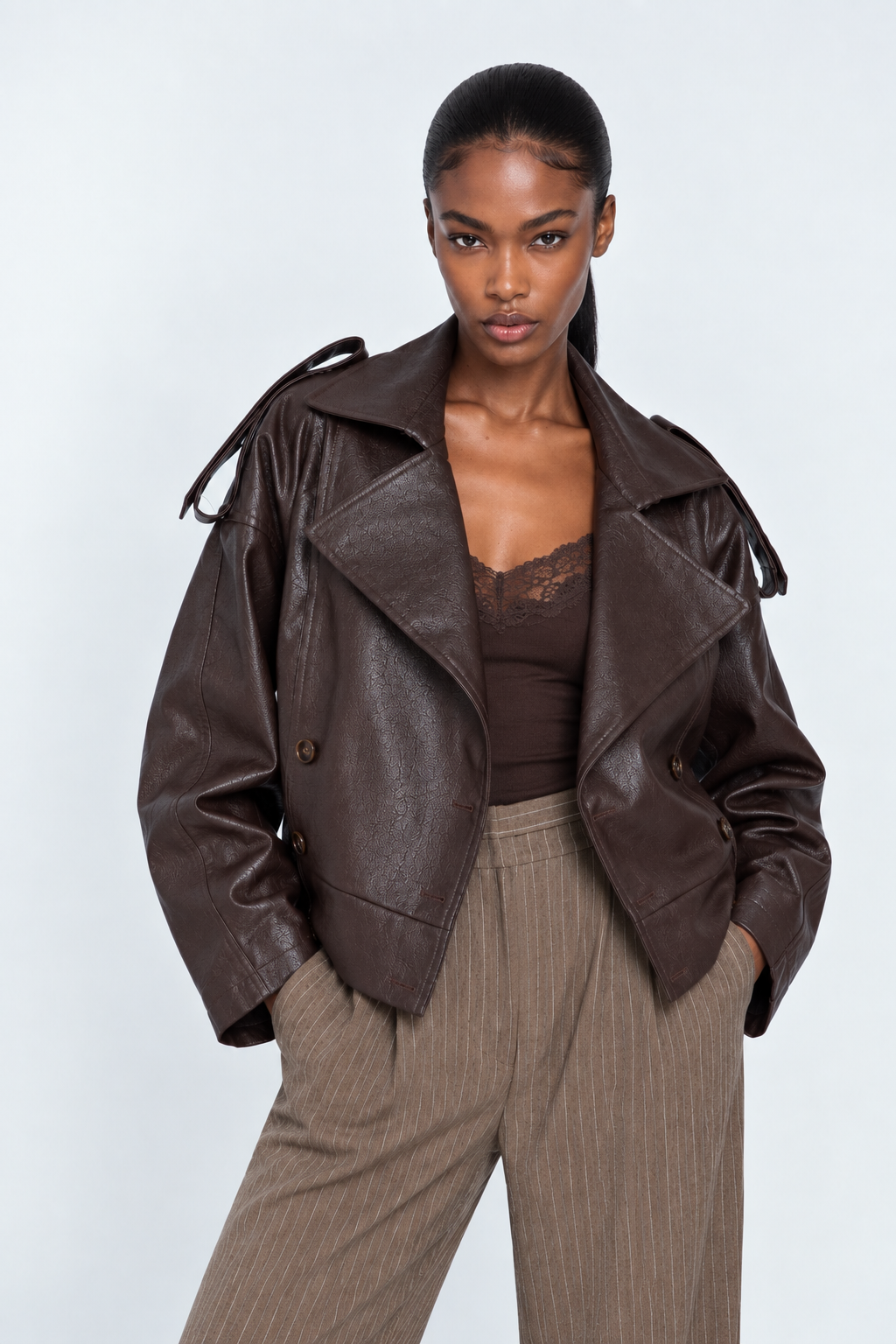 Arden Oversized Faux-Leather Jacket