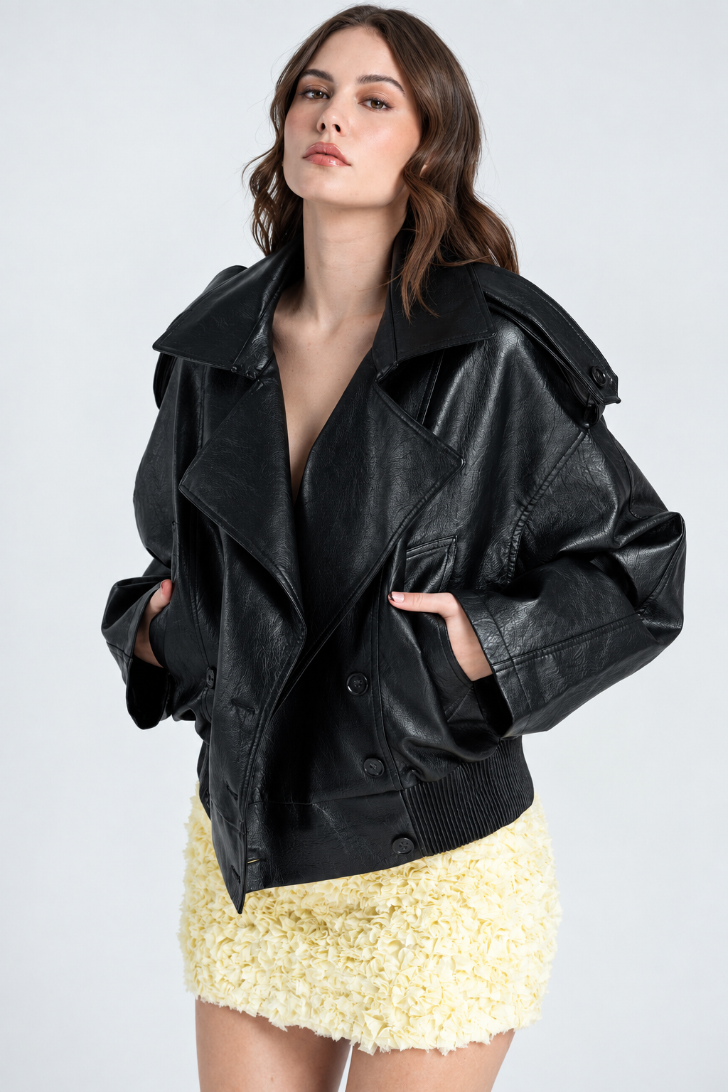 Arden Oversized Faux-Leather Jacket
