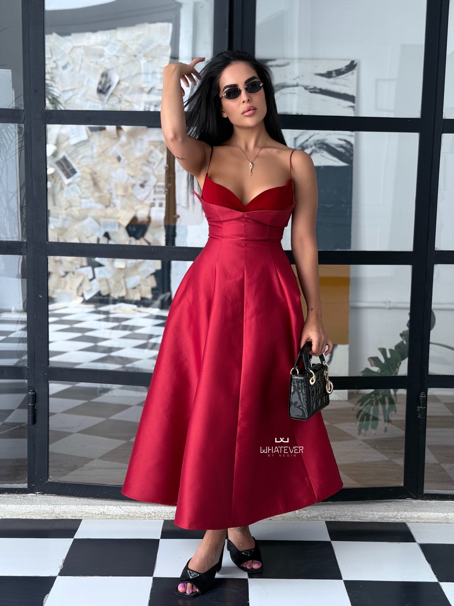 Rhea Dress - Deep Crimson Red