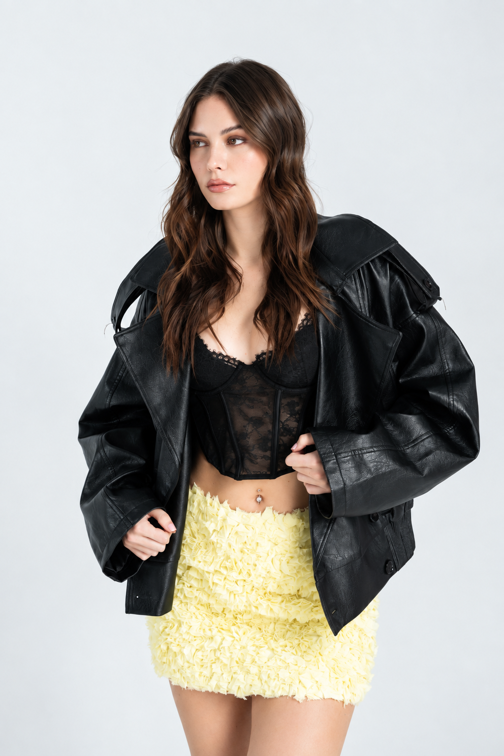 Arden Oversized Faux-Leather Jacket