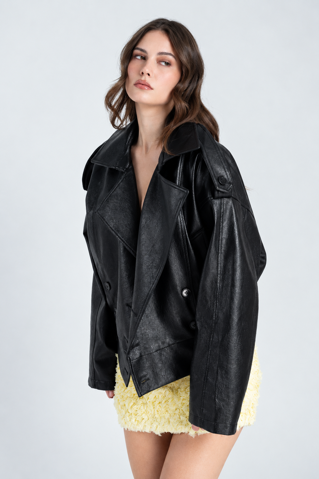 Arden Oversized Faux-Leather Jacket