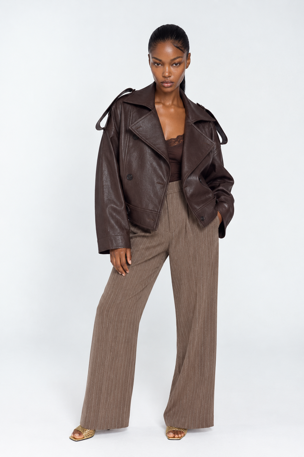 Arden Oversized Faux-Leather Jacket