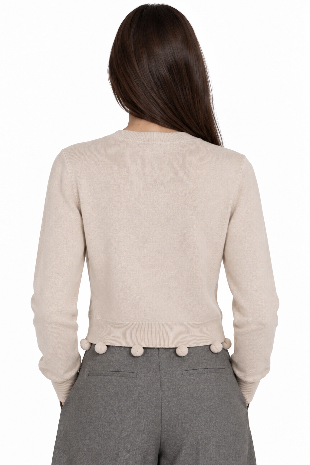 Gilet en tricot à pompons