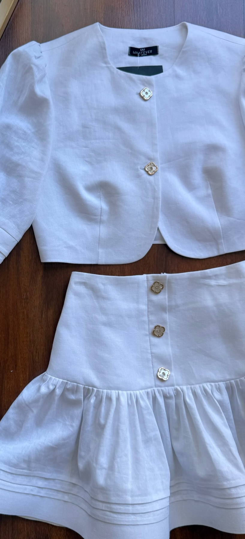 Linen Mini Skirt Set with Sculpted Blazer