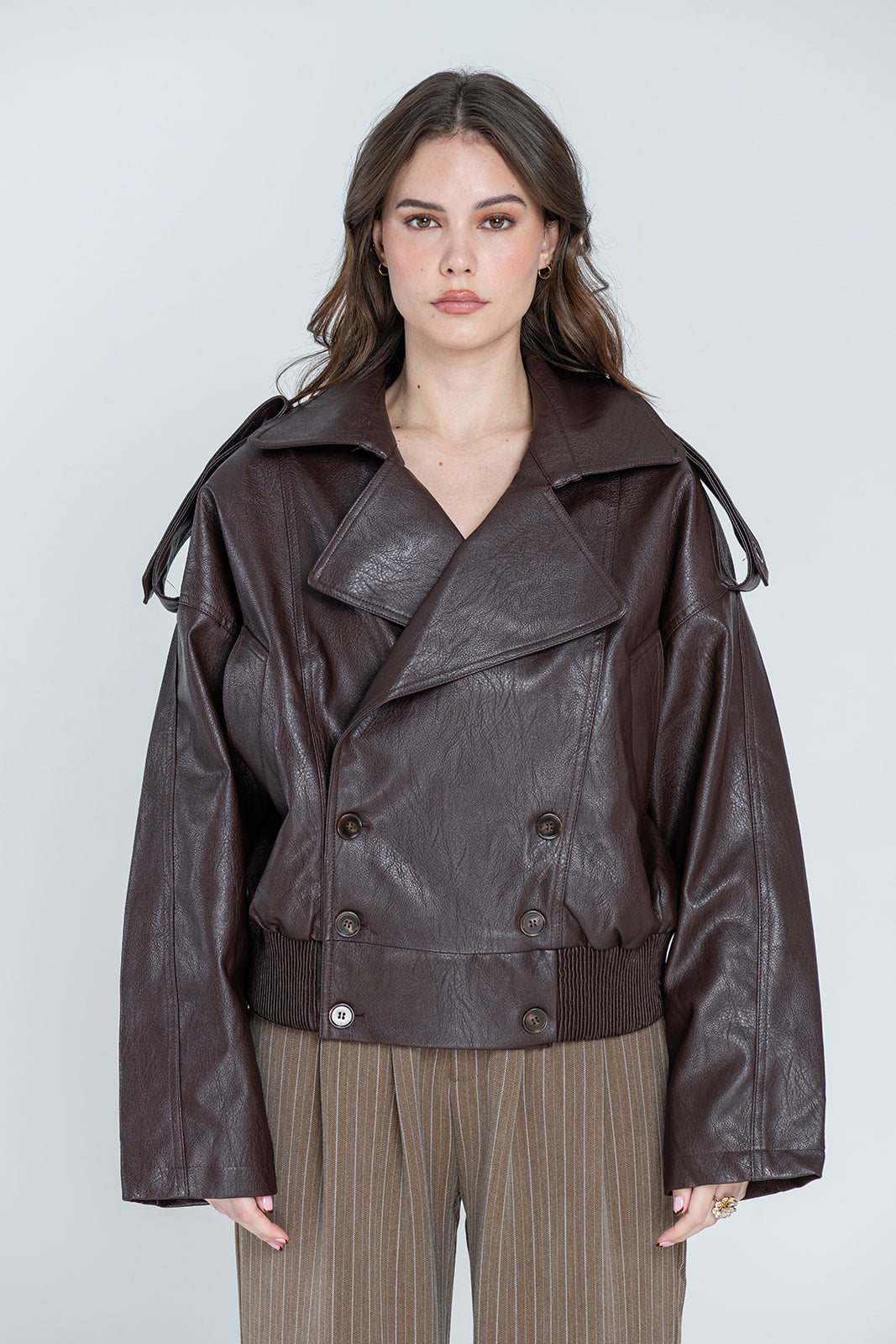 Arden Oversized Faux-Leather Jacket