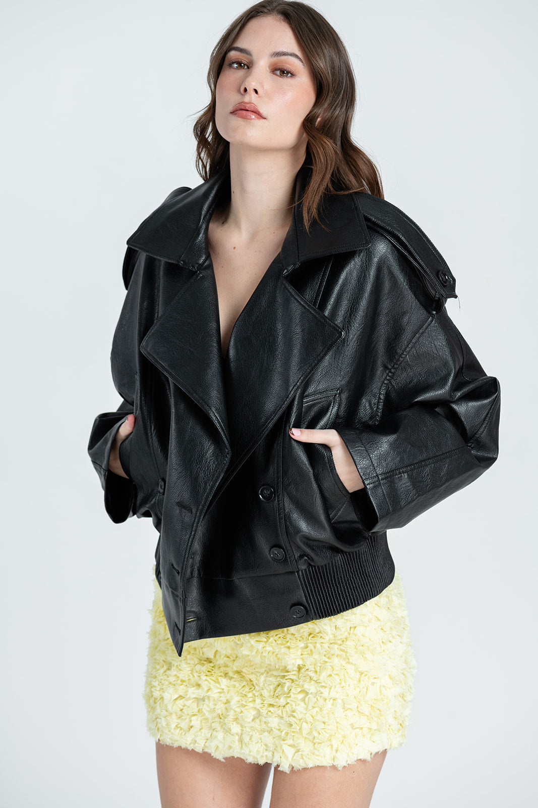 Arden Oversized Faux-Leather Jacket