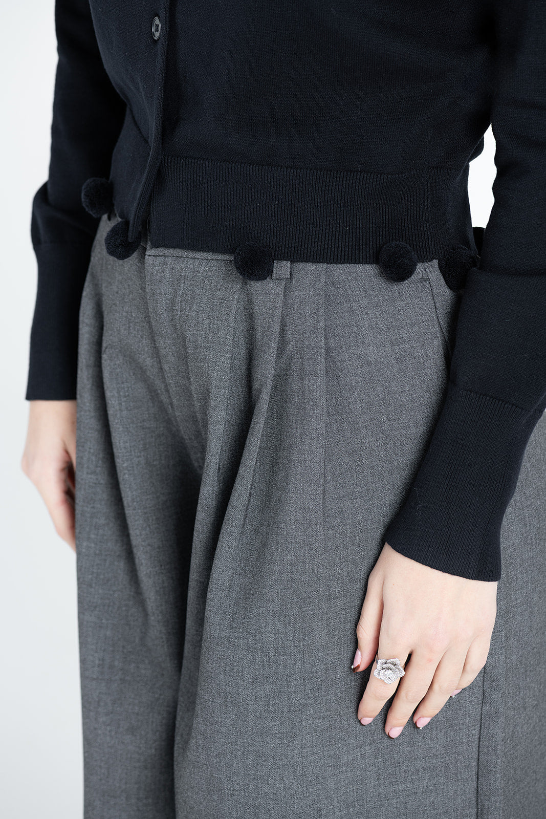 Pom Hem Knit Cardigan