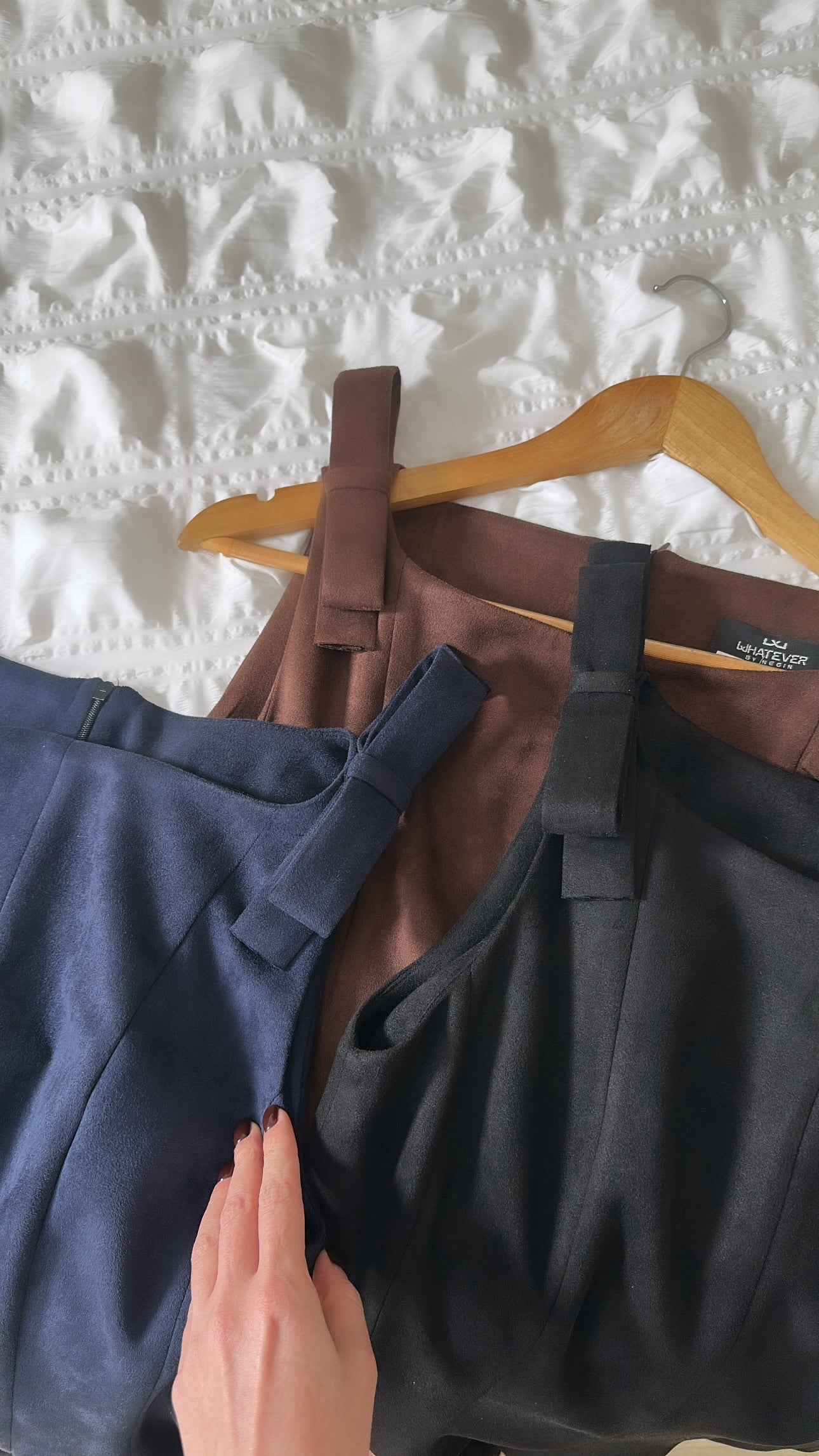 Suede Ribbon-Strap Dress