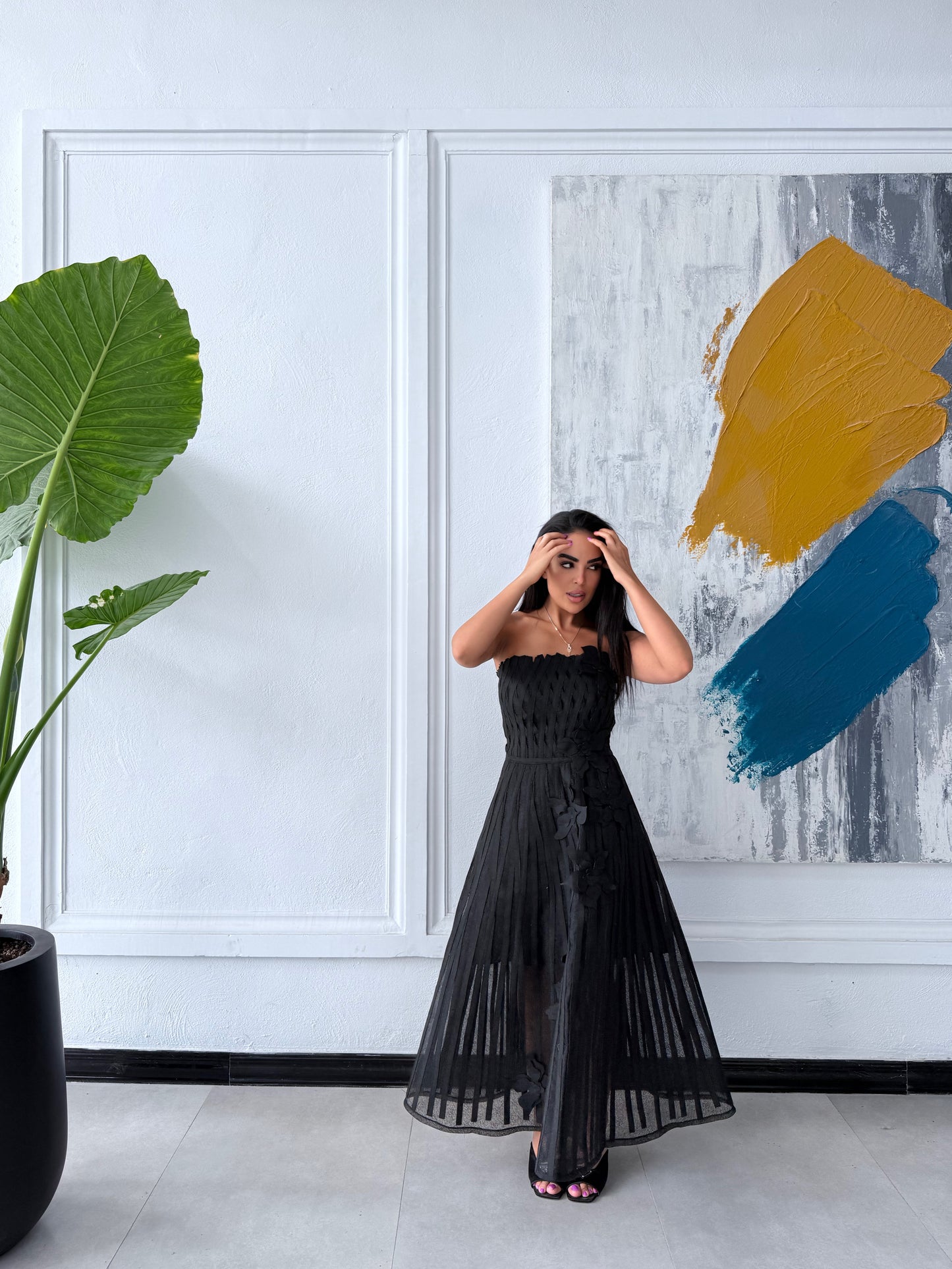 Astra Strapless Floral Appliqué Gown